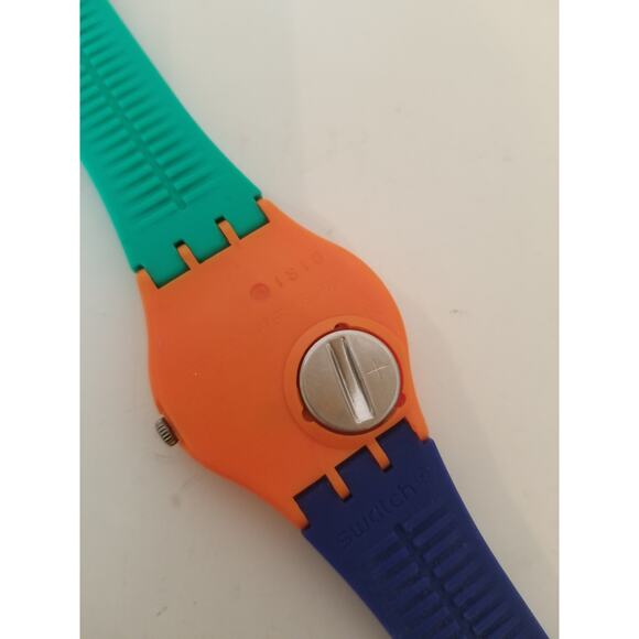 Swatch Swiss Pangasius Orange Blue Green Colorblock Watch New Battery Working main image 4